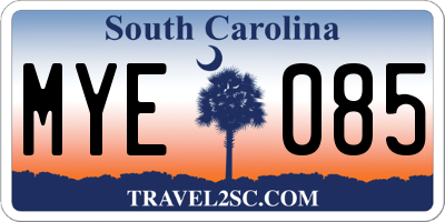 SC license plate MYE085