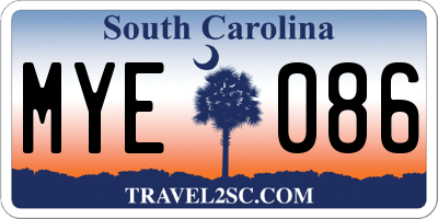SC license plate MYE086