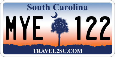 SC license plate MYE122