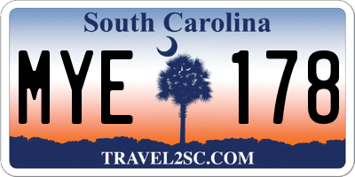 SC license plate MYE178