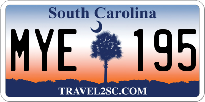 SC license plate MYE195