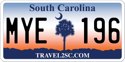 SC license plate MYE196