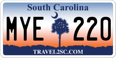 SC license plate MYE220