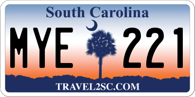 SC license plate MYE221