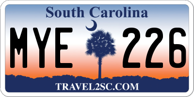 SC license plate MYE226