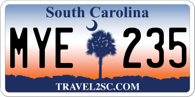SC license plate MYE235