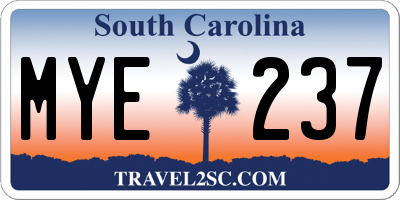 SC license plate MYE237