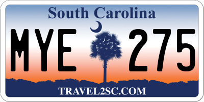 SC license plate MYE275
