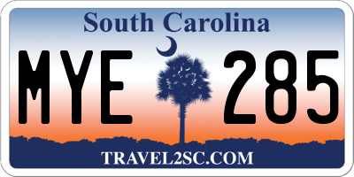 SC license plate MYE285