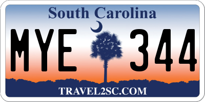 SC license plate MYE344