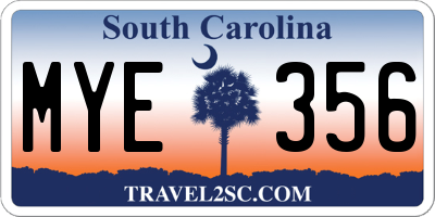 SC license plate MYE356