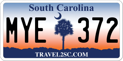 SC license plate MYE372