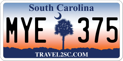 SC license plate MYE375