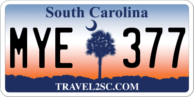 SC license plate MYE377