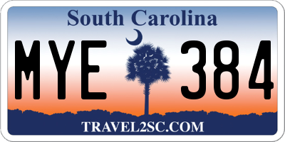 SC license plate MYE384