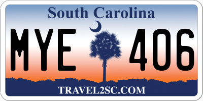 SC license plate MYE406