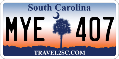 SC license plate MYE407