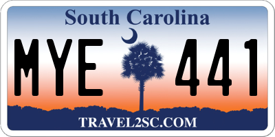 SC license plate MYE441