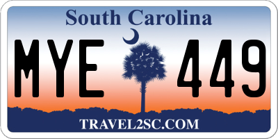 SC license plate MYE449