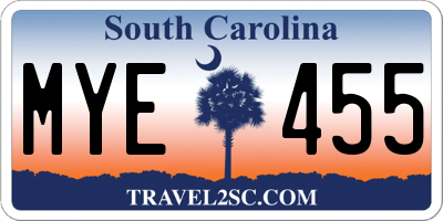 SC license plate MYE455