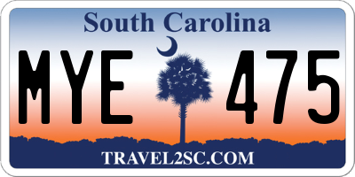 SC license plate MYE475