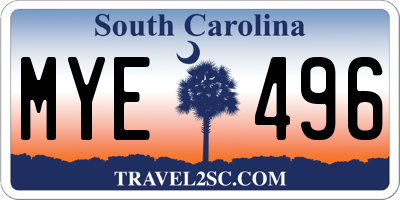 SC license plate MYE496