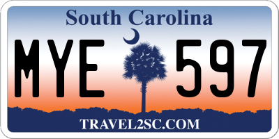 SC license plate MYE597