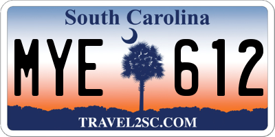 SC license plate MYE612
