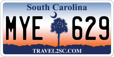 SC license plate MYE629