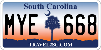 SC license plate MYE668