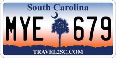 SC license plate MYE679