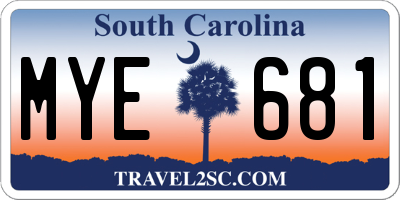 SC license plate MYE681