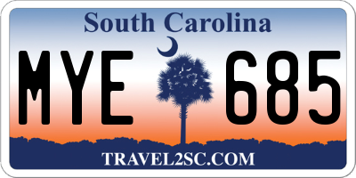 SC license plate MYE685