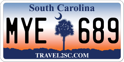 SC license plate MYE689