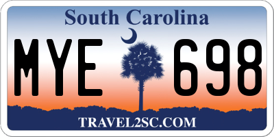 SC license plate MYE698