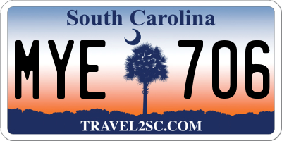 SC license plate MYE706