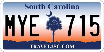 SC license plate MYE715