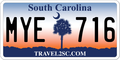 SC license plate MYE716