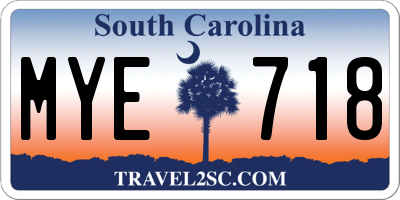 SC license plate MYE718