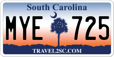 SC license plate MYE725