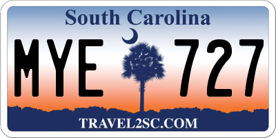 SC license plate MYE727