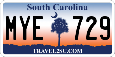 SC license plate MYE729