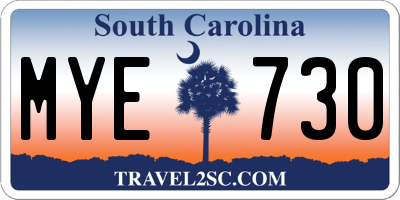 SC license plate MYE730
