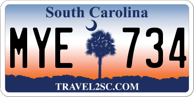 SC license plate MYE734