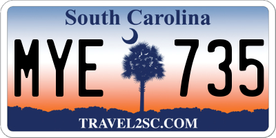 SC license plate MYE735