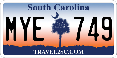 SC license plate MYE749