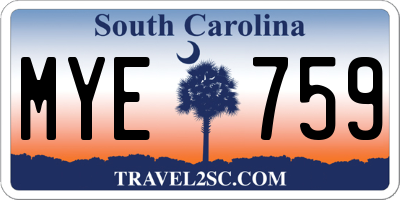 SC license plate MYE759