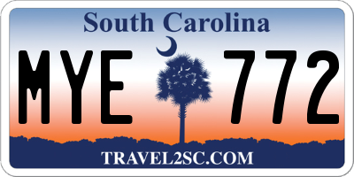 SC license plate MYE772
