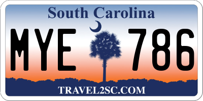 SC license plate MYE786