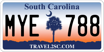 SC license plate MYE788